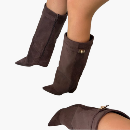 Women’s Over-the-Knee Boots with Pointed Toe and Buckle