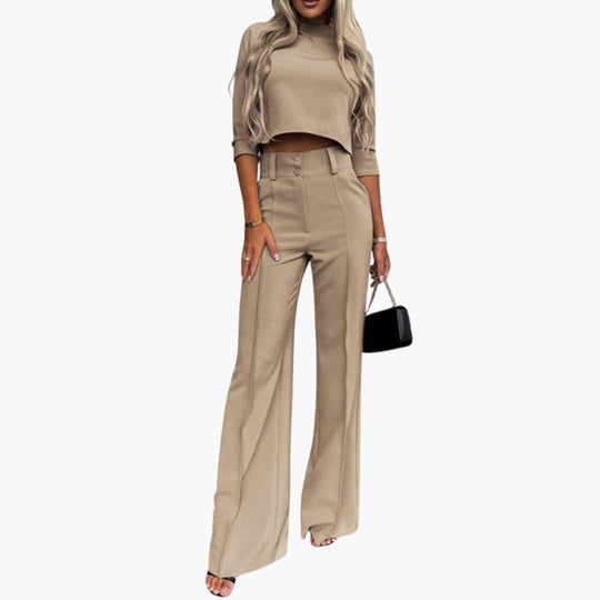 Women’s Two-Piece Set with Cropped Top and Trousers
