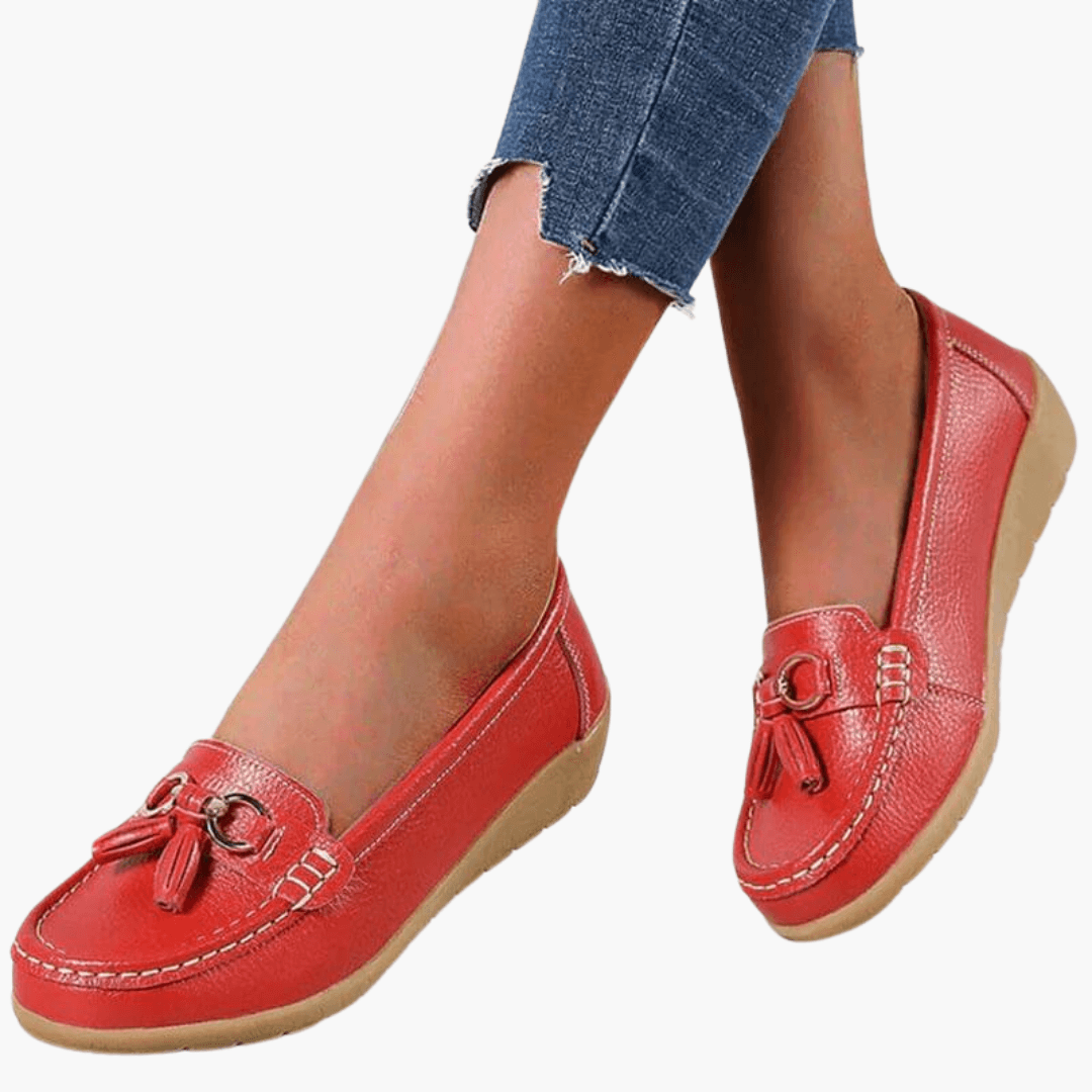 Women’s Slip-On Loafers with Tassel and Buckle Detail