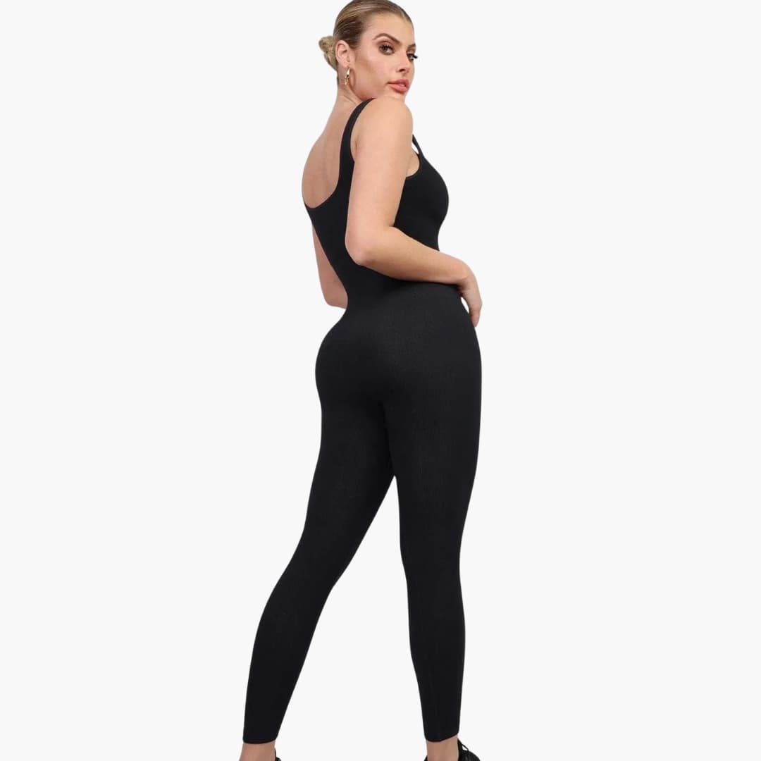 Women’s Sleeveless Jumpsuit with Square Neck and Seamless Fit