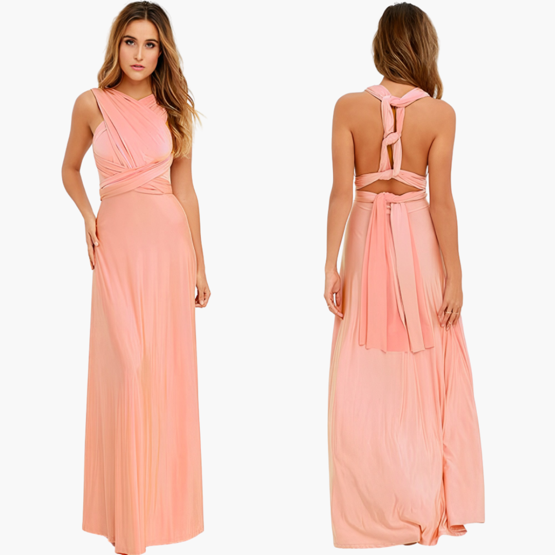 Women's Maxi Dress with Cross Back Detail and Tie Fastening