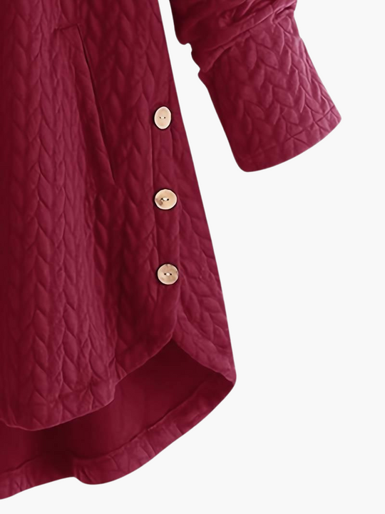 Women’s Hooded Winter Coat with Button-Up Front and Long Length