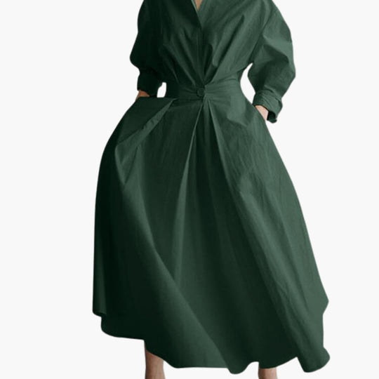 Women’s A-Line Dress with Polo Collar and A-Line Swing