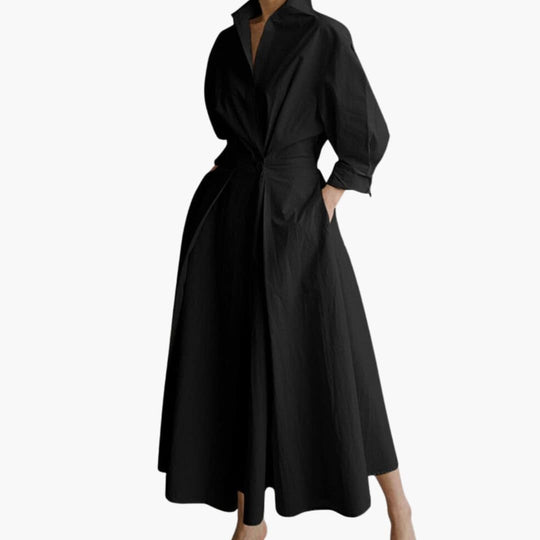 Women’s A-Line Dress with Polo Collar and A-Line Swing