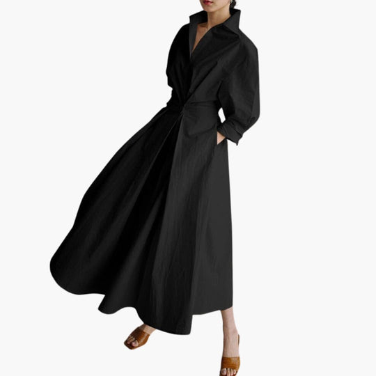 Women’s A-Line Dress with Polo Collar and A-Line Swing