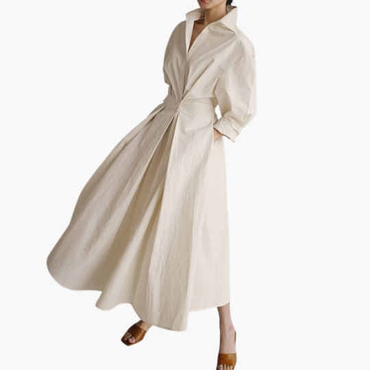 Women’s A-Line Dress with Polo Collar and A-Line Swing