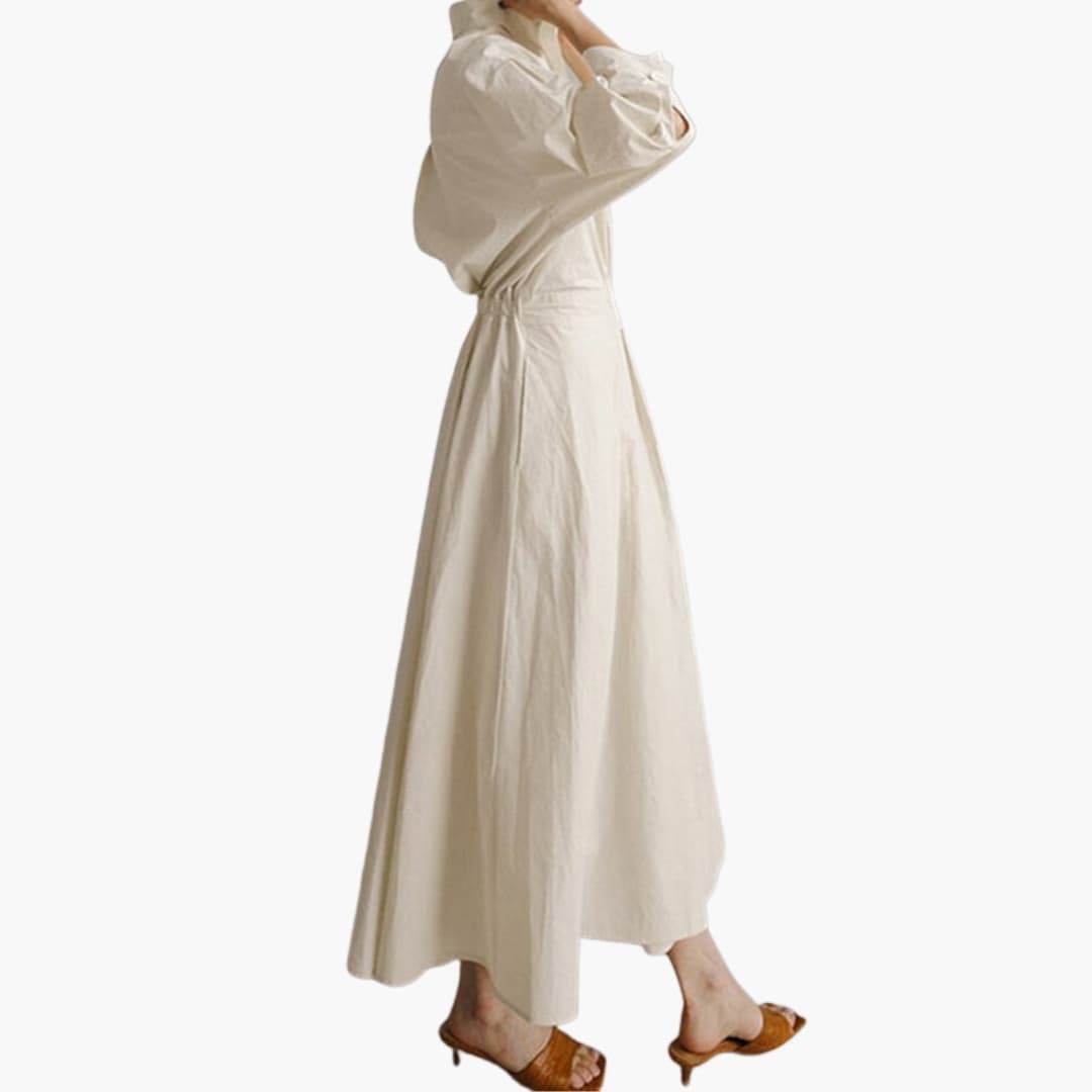 Women’s A-Line Dress with Polo Collar and A-Line Swing
