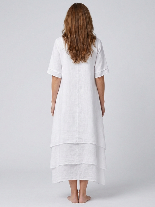Clara | Short Sleeve Layered Midi Dress