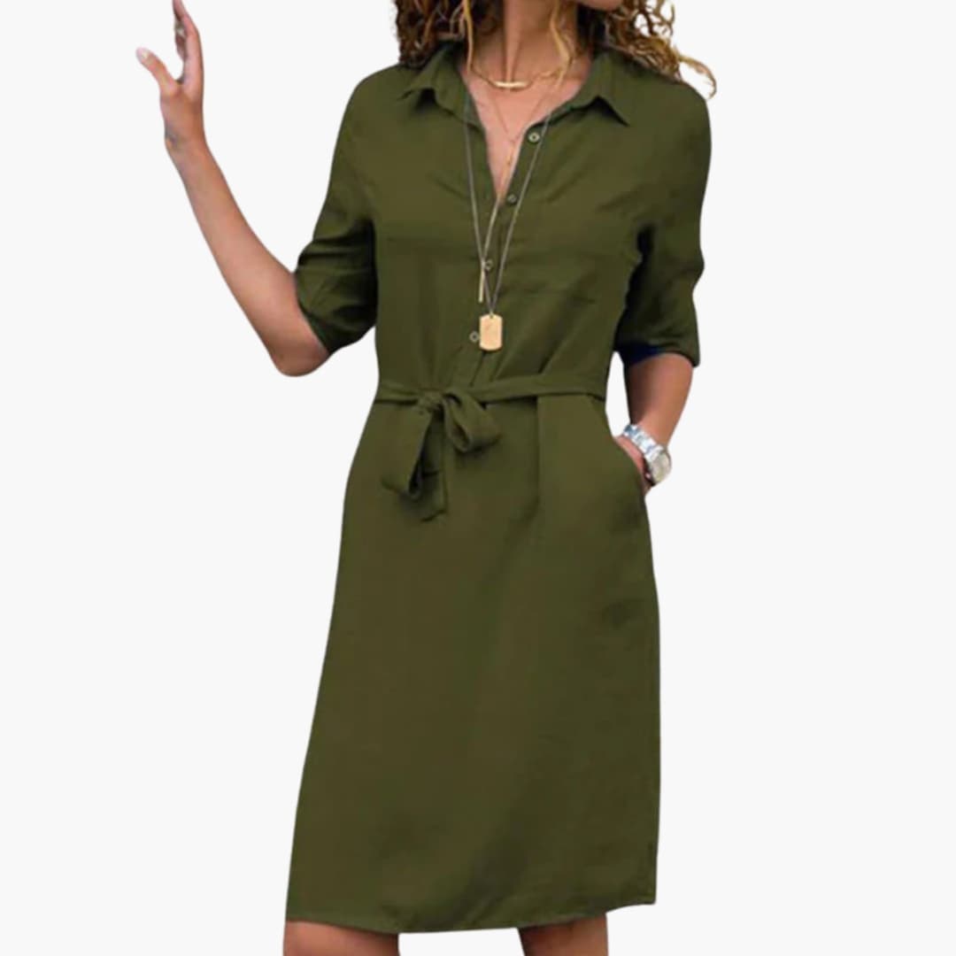 Women’s Shirt Dress with Belt and Pockets