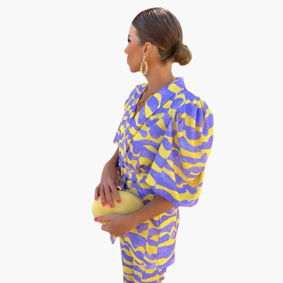 Women’s Printed Long-Sleeve Dress with Straight Hem