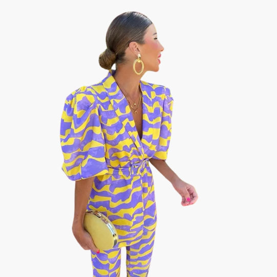 Women’s Printed Long-Sleeve Dress with Straight Hem