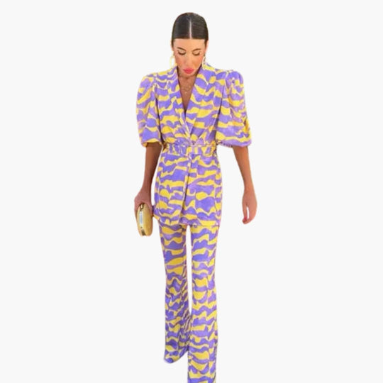 Women’s Printed Long-Sleeve Dress with Straight Hem