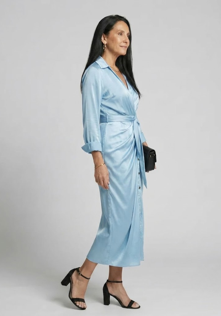 Elden | Abstract Brushstroke Wrap Midi Dress