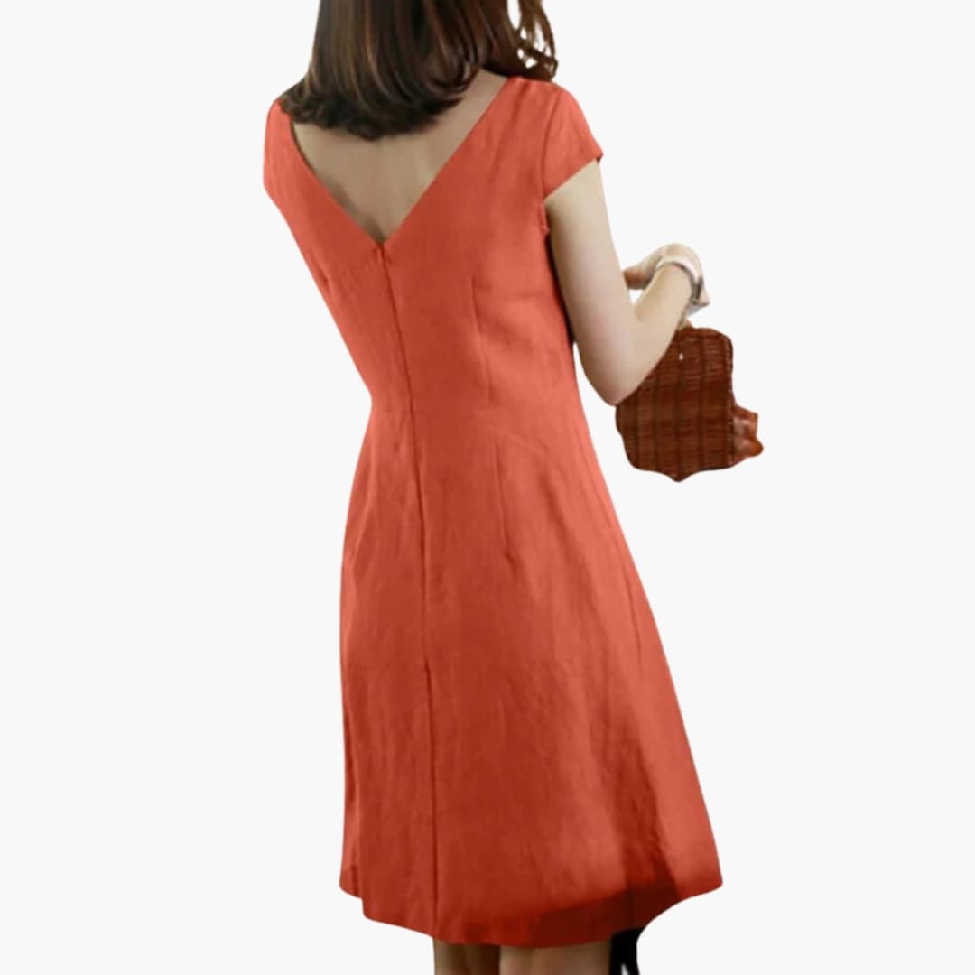 Women’s Dress with Cap Sleeves and V Back