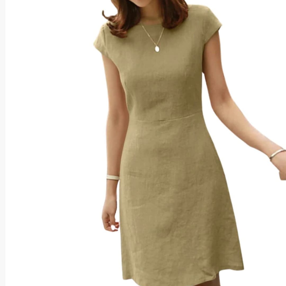 Women’s Dress with Cap Sleeves and V Back