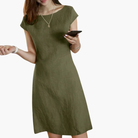 Women’s Dress with Cap Sleeves and V Back