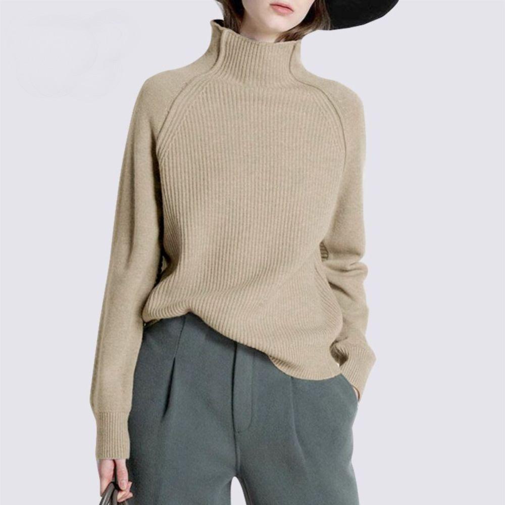 Women's Ribbed Turtleneck Jumper with Relaxed Fit