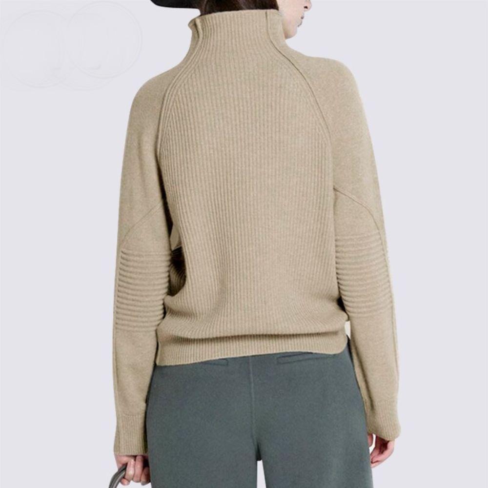 Women's Ribbed Turtleneck Jumper with Relaxed Fit