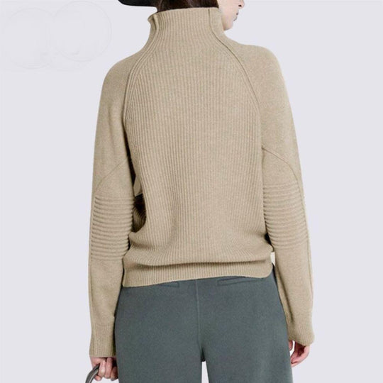 Women's Ribbed Turtleneck Jumper with Relaxed Fit