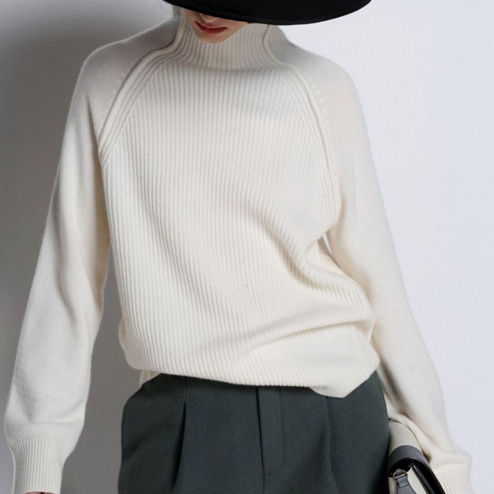 Women's Ribbed Turtleneck Jumper with Relaxed Fit
