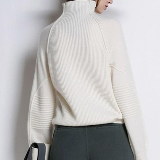 Women's Ribbed Turtleneck Jumper with Relaxed Fit