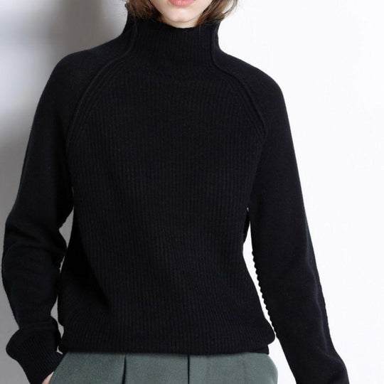 Women's Ribbed Turtleneck Jumper with Relaxed Fit