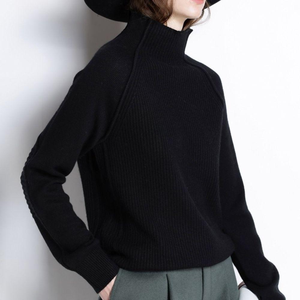 Women's Ribbed Turtleneck Jumper with Relaxed Fit