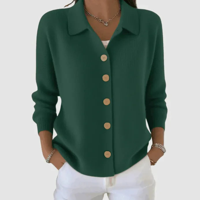 Women's Knit Cardigan with Button-Up Closure and Relaxed Fit
