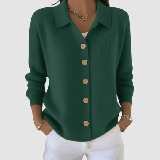 Women's Knit Cardigan with Button-Up Closure and Relaxed Fit