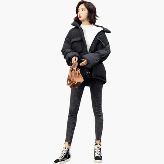 Belted Puffer Jacket with Hood – Women's Winter Quilted Coat - Made by Jessica