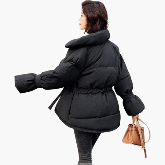 Belted Puffer Jacket with Hood – Women's Winter Quilted Coat - Made by Jessica