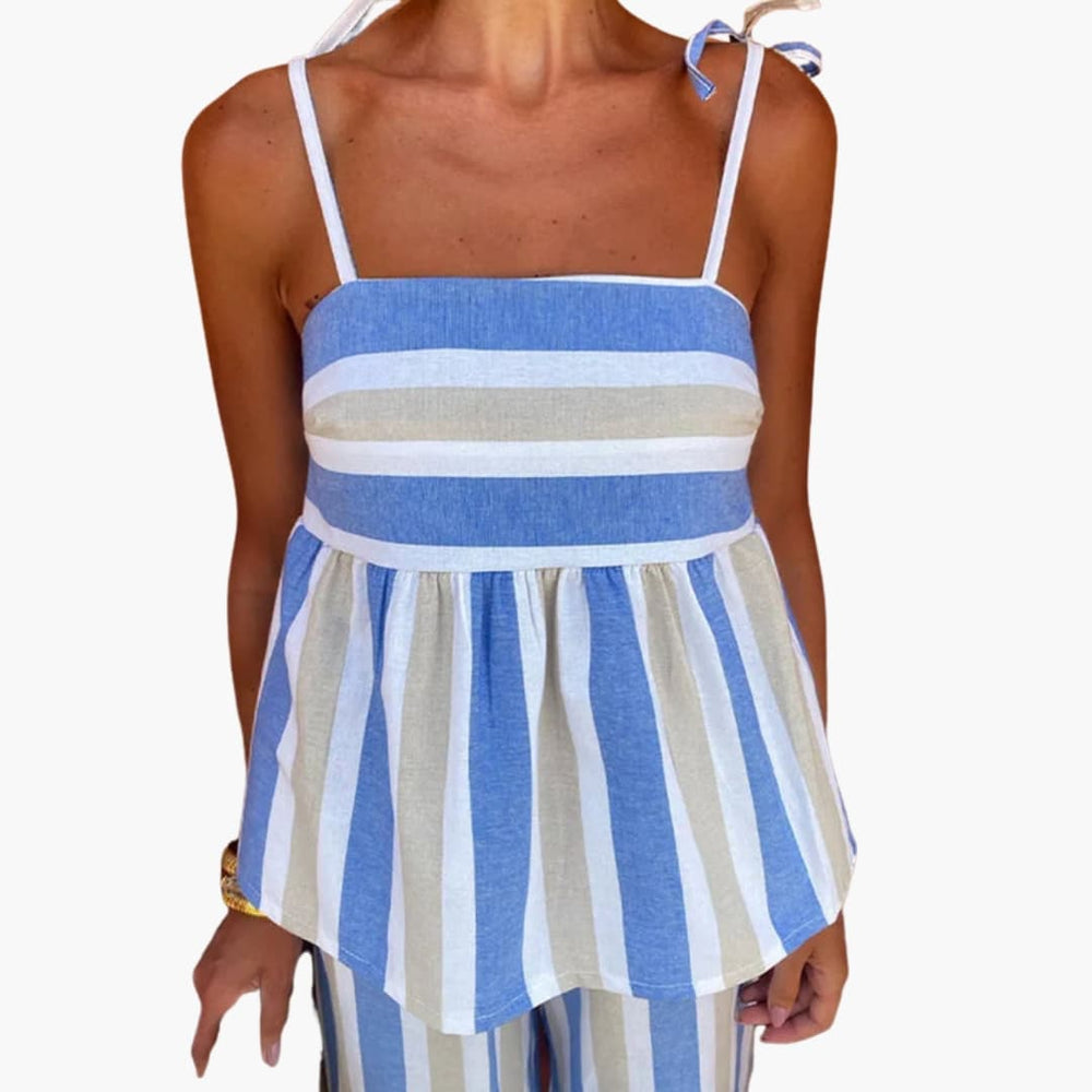 Women’s Top Set with Tie Straps and Striped Design
