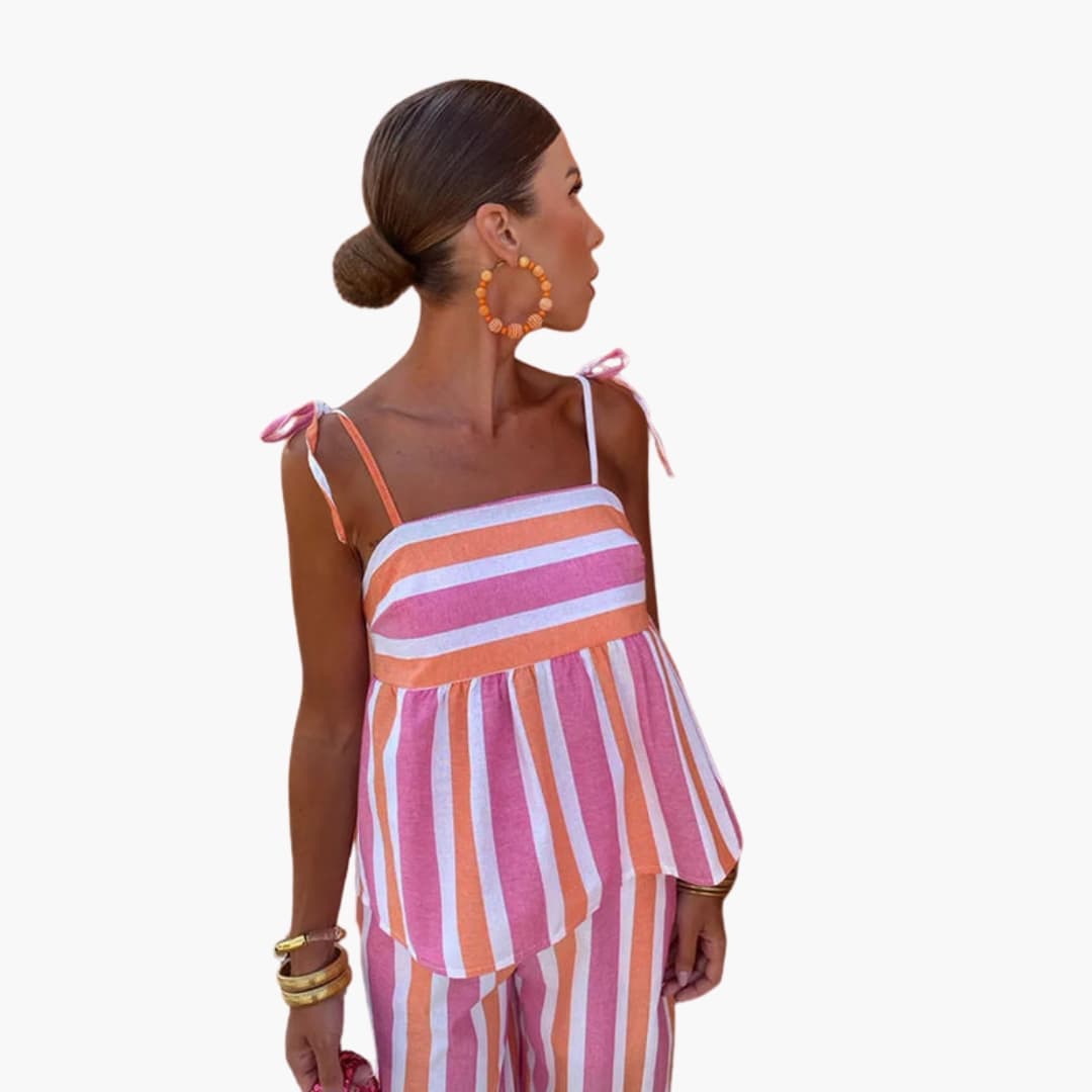 Women’s Top Set with Tie Straps and Striped Design