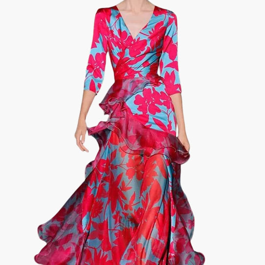 Women Dress with Ruffle and A-Line Skirt