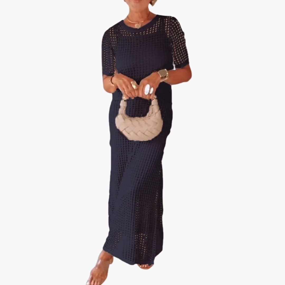 Women's Maxi Dress with Cut-Out Overlay and Inner Dress