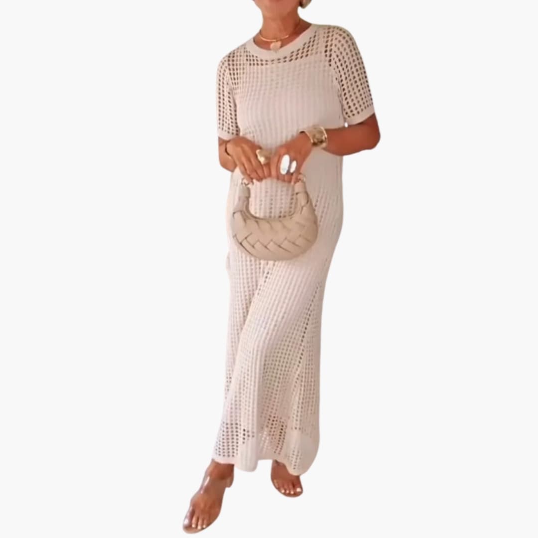 Women's Maxi Dress with Cut-Out Overlay and Inner Dress