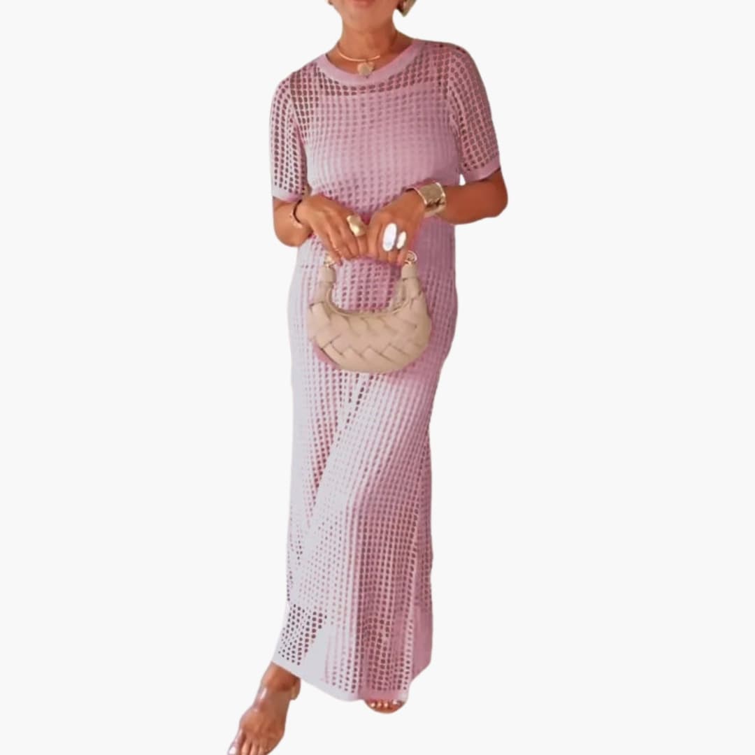 Women's Maxi Dress with Cut-Out Overlay and Inner Dress