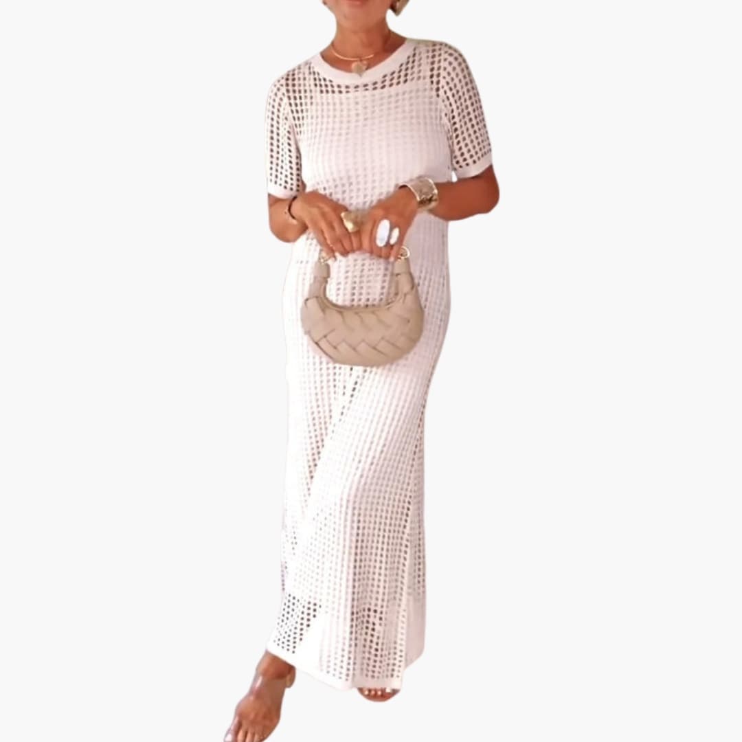 Women's Maxi Dress with Cut-Out Overlay and Inner Dress