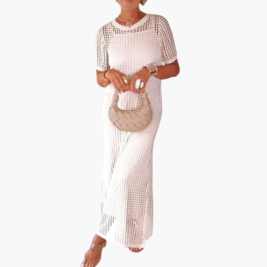 Women's Maxi Dress with Cut-Out Overlay and Inner Dress