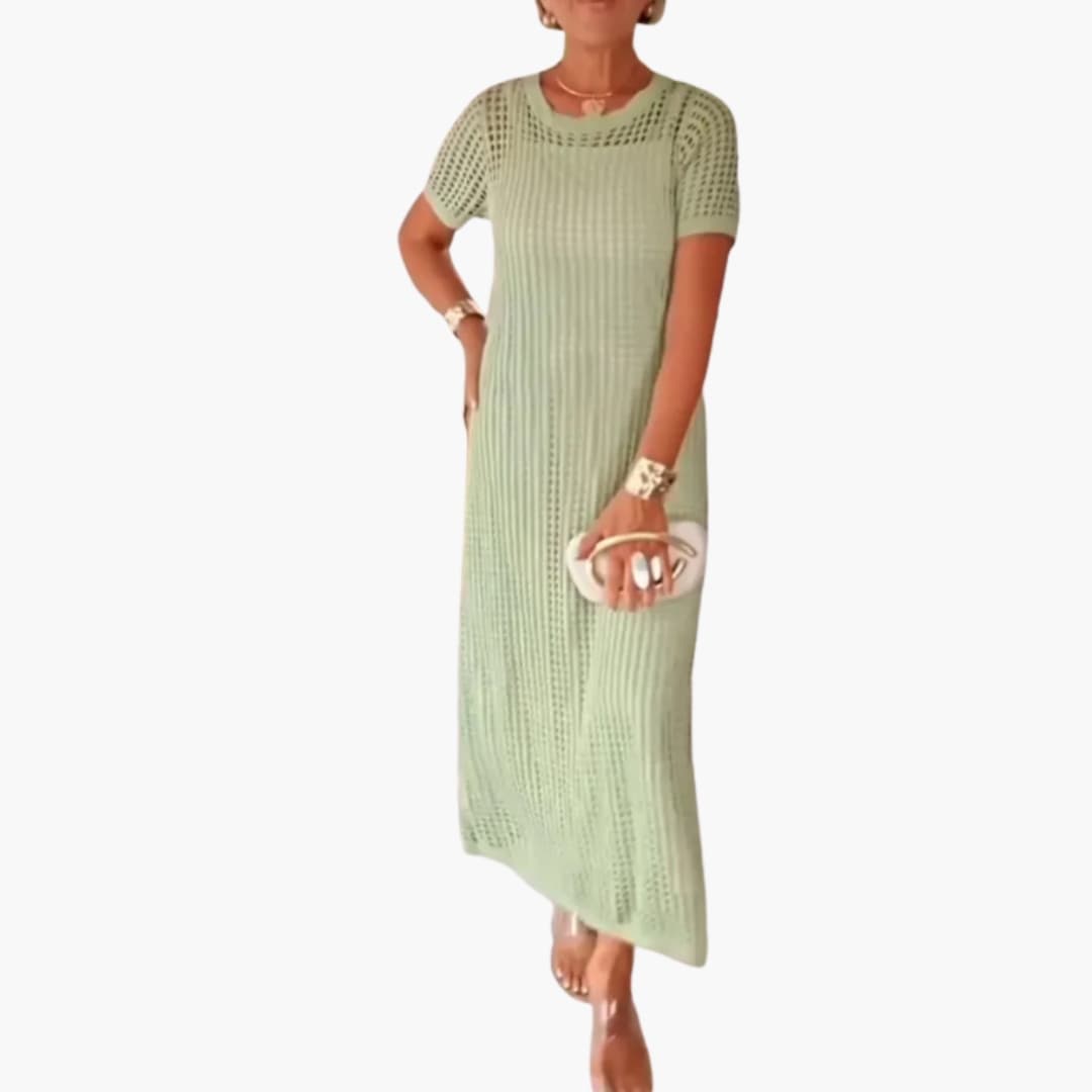 Women's Maxi Dress with Cut-Out Overlay and Inner Dress