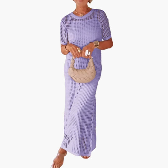 Women's Maxi Dress with Cut-Out Overlay and Inner Dress