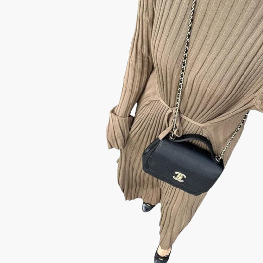 Women's Long Sleeve Maxi Dress with Ribbed Texture and Simple Fit