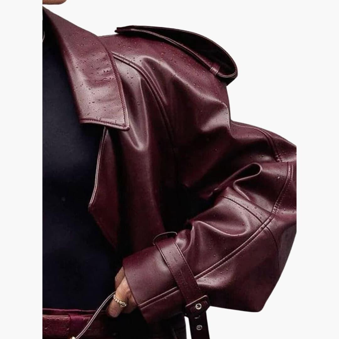 Women’s Cropped Coat with Shaped Silhouette and Long Sleeves