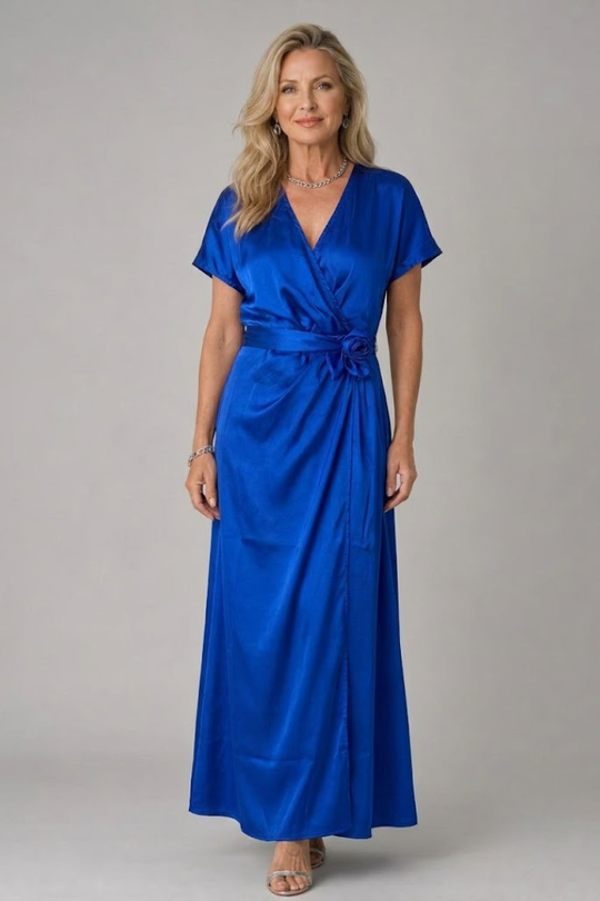 Mirque | Long Sleeve Wrap Front Maxi Dress