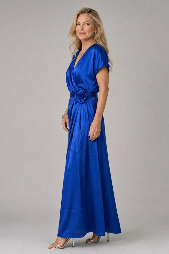 Mirque | Long Sleeve Wrap Front Maxi Dress