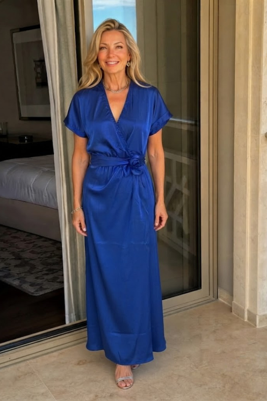Mirque | Long Sleeve Wrap Front Maxi Dress