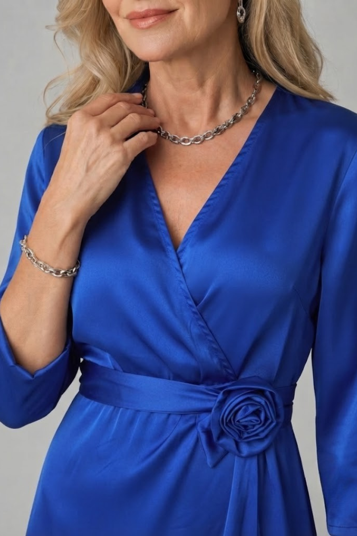 Mirque | Long Sleeve Wrap Front Maxi Dress