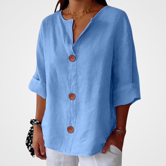 Cotton Linen Top Women – Relaxed Fit Summer Blouse