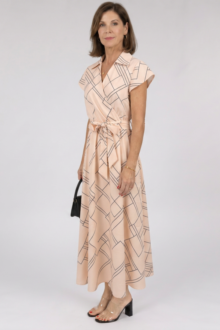 Noman | Sleeveless Printed Wrap Knee Length Dress
