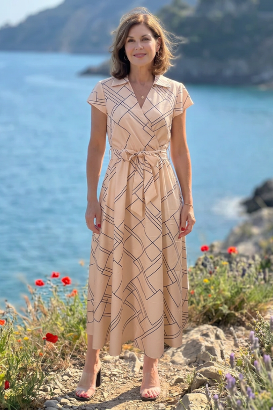 Noman | Sleeveless Printed Wrap Knee Length Dress